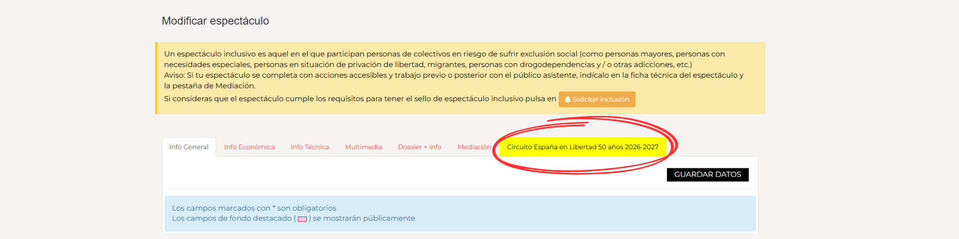 espectáculo perfecto para el circuito